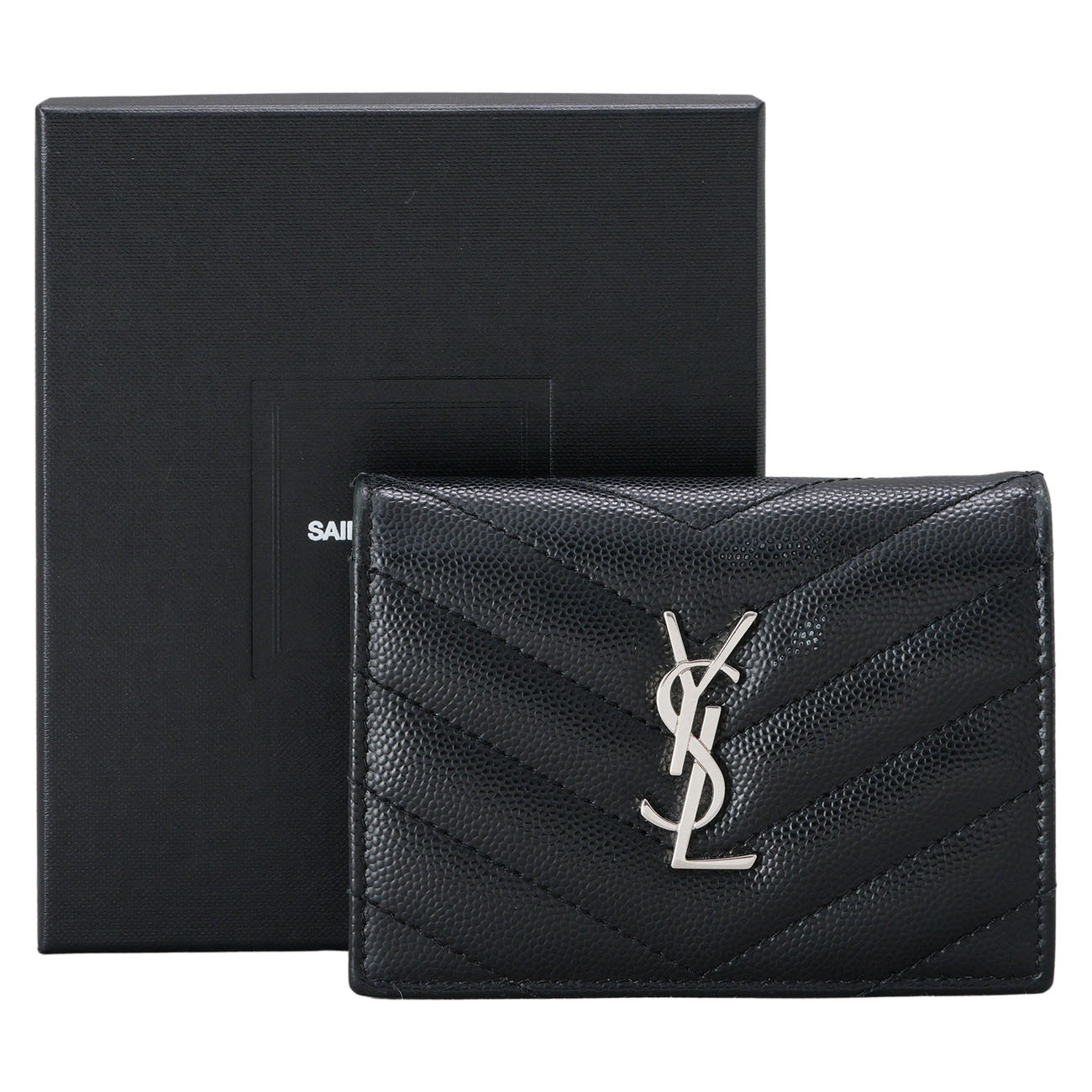 YVES SAINT LAURENT(USED)생로랑 530841 모노그램 쉐브론 반지갑